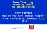 Into Teaching  Promoting access  for disabled people