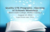 Quality CTE Programs—Opening of Schools Workshop