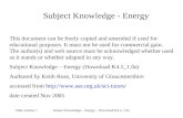 Subject Knowledge - Energy