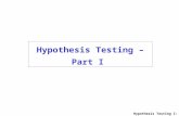 Hypothesis Testing – Part I