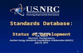 Standards Database:  Status of Development