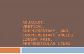 Adjacent,  Vertical,  Supplementary, and Complementary Angles Linear Pair, Perpendicular Lines