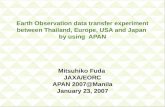 Earth Observation data transfer experiment between Thailand, Europe, USA and Japan  by using  APAN