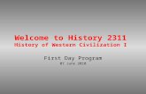Welcome to History 2311 History of Western Civilization I