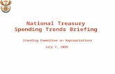 National Treasury  Spending Trends Briefing  Standing Committee on Appropriations July 7, 2009