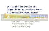 What are the Necessary Ingredients to Achieve Rural Economic Development?
