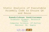 Static Analysis of Executable Assembly Code to Ensure QA and Reuse