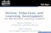 Online Induction and  Learning Development  For MBA Distance Learning Students