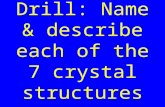 Drill: Name & describe each of the 7 crystal structures