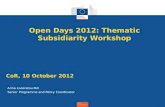 Open Days 2012: Thematic Subsidiarity Workshop