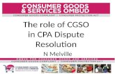The role of  CGSO  in  CPA Dispute  Resolution