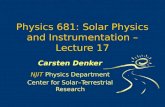 Physics 681: Solar Physics and Instrumentation – Lecture 17