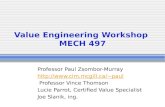 Value Engineering Workshop  MECH 497