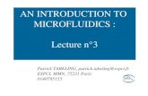 AN INTRODUCTION TO  MICROFLUIDICS : Lecture n°3