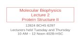 Molecular Biophysics Lecture 2 Protein Structure II