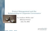Project Management and the  Relationship to Corporate Governance