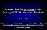 5-Year Plan for  Ex p andin g Into Managed IP Infrastructure Services