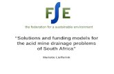 “Solutions and funding models for the acid mine drainage problems of South Africa”