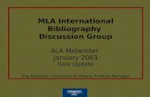 MLA International Bibliography  Discussion Group ALA Midwinter  January 2003 Gale Update