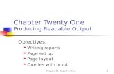 Chapter Twenty One  Producing Readable Output