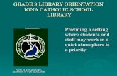 GRADE 9 LIBRARY ORIENTATION IONA CATHOLIC SCHOOL  LIBRARY