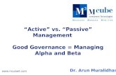 “Active” vs. “Passive” Management       Good Governance = Managing Alpha and Beta