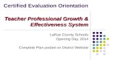 Certified Evaluation Orientation  Teacher Professional Growth & Effectiveness System