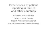 Experiences of patient reporting in the UK and other countries