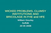WICKED PROBLEMS, CLUMSY INSTITUTIONS AND BRICOLAGE IN FHE and HFE