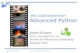 IPRE 2008 WORKSHOP Advanced Python