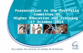 Presentation to the Portfolio Committee on Higher Education and Training  17 October 2014