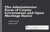 The Administrator Form of County Government and Open Meetings Basics