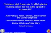Noiseless, high frame rate (> kHz), photon counting arrays for use in the optical to extreme UV