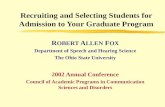 Recruiting and Selecting Students for Admission to Your Graduate Program