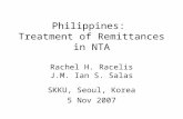 Philippines:  Treatment of Remittances in NTA Rachel H. Racelis J.M. Ian S. Salas
