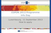 ESPON 2013 Programme Info Day