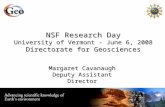 NSF Research Day University of Vermont - June 6, 2008 Directorate for Geosciences