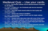 Medieval Quiz – Use your cards.