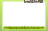 8 Parts of Speech Warm Up – Tuesday, Sept.  2