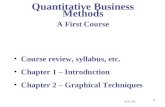 Course review, syllabus, etc.   Chapter 1 – Introduction   Chapter 2 – Graphical Techniques