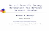 Data-driven dictionary definition for diverse document domains