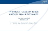 HYDROGEN FLAMES IN TUBES: CRITICAL RUN-UP DISTANCES