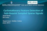 Cyclostationary Feature Detection of Sub- Nyquist  Sampled Sparse Signals