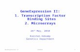 GeneExpression II: 1. Transcription Factor Binding Sites 2. Microarrays 26 th  May, 2010