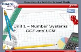 Unit 1 – Number Systems GCF and LCM