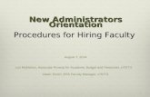 New Administrators Orientation Procedures for Hiring Faculty