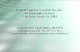 IS 4800 Empirical Research Methods  for Information Science Class Notes March 16, 2012