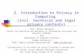 2. Introduction to  Privacy  in Computing  (incl. technical and legal privacy controls)