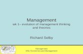 Management wk 1– evolution of management thinking and theories