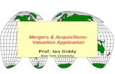 Mergers & Acquisitions: Valuation Application